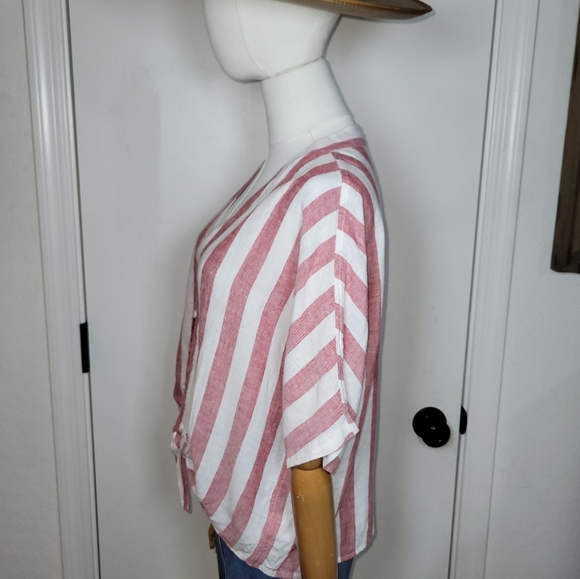 Rails Seville Striped Tie-Front Cropped Button-Down Size Medium - Picture 6 of 12
